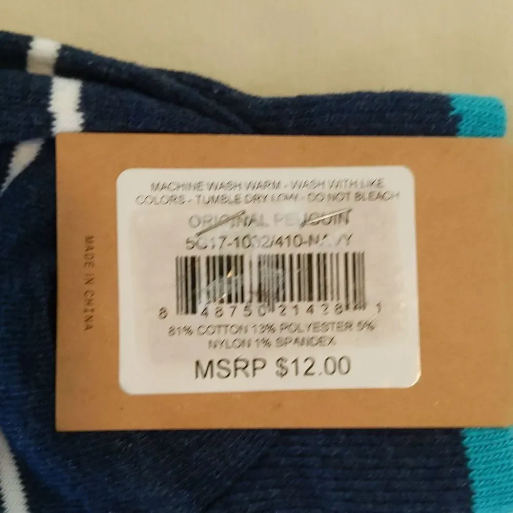 Original Penguin Combed Cotton Blue Striped #1 Foam Finger Socks Mens OS NEW